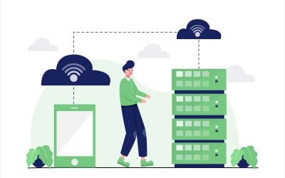 Płaskie Ilustracja Internet Rzeczy - Grafika wektorowa