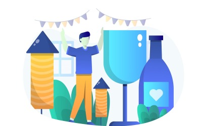 Birthday Party Flat Illustration - Vector Image