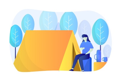 Camping platt illustration - vektorbild
