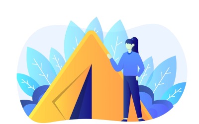 Campingtält platt illustration - vektorbild