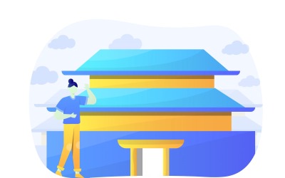 Chinese Monument Flat Design - Vector Image