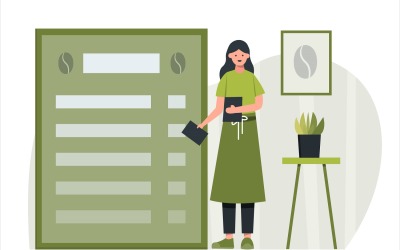 Illustration för kaffebaremeny platt - vektorbild
