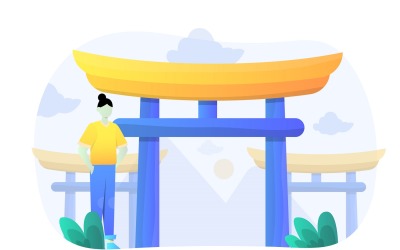 Diseño plano del santuario de Itsukushima - Imagen vectorial