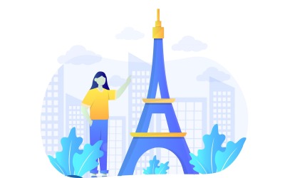 Eiffel Tower Landmark Flat Design - Vector Image
