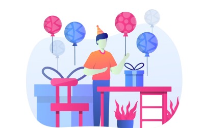 Happy Birthday Flat Illustration - Vector Image