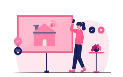 IoT Internet of Things Smart Home Technology Flat Illustration - Vector Image
