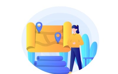 Navigation Concept Flat Design - Vector Image
