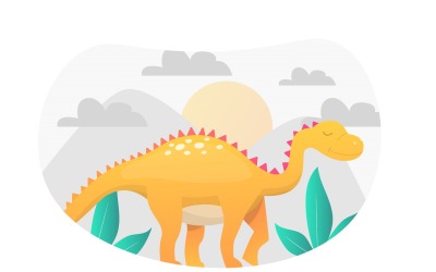 Плоский рисунок динозавра - векторное изображение