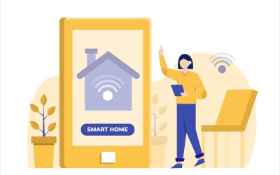 Smart Home App Flat Illustration - Vector Image