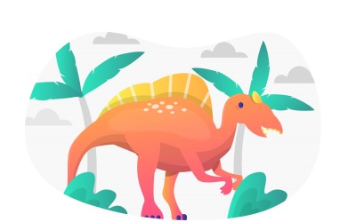 Спинозавр плоский рисунок - векторное изображение