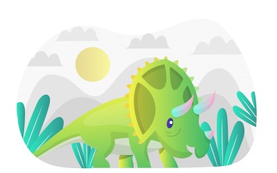 Płaskie Ilustracja Triceratopsa - Grafika wektorowa