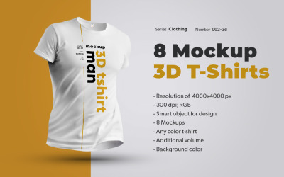 8 T-Shirt 3d Erkek Ürün Mockup