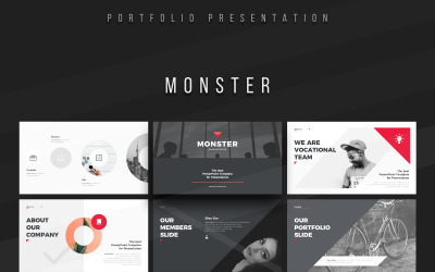 Monster Portfolio Sjablonen PowerPoint presentatie