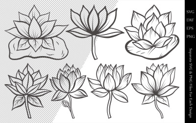 Illustration namens "Lotus Flower Outline Bundle Drawings" #106235