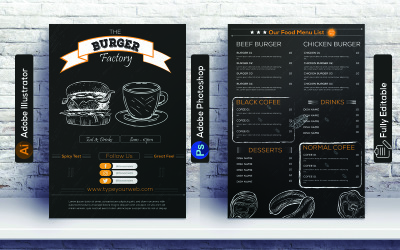 Conception de menus de restaurant Burger - Modèle d'identité d'entreprise