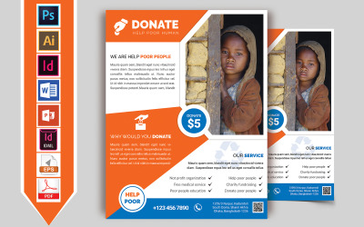 Folheto de doação de caridade Vol-01 - Modelo de identidade corporativa