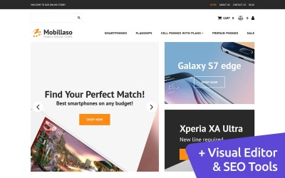 Mobillaso - шаблон электронной коммерции MotoCMS для мобильного магазина