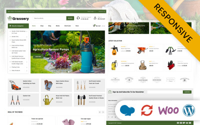 Obchod s zahradním nářadím v trávě WooCommerce responzivní téma