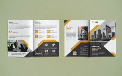 Design de brochura de negócios com duas dobras - modelo de identidade corporativa