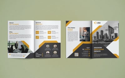 Diseño de folleto comercial de doble pliegue: plantilla de identidad corporativa