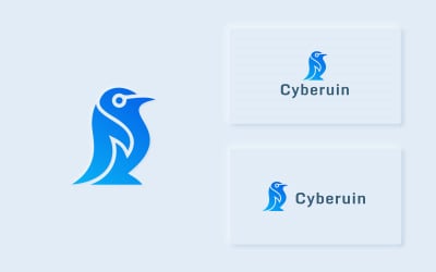 Cyberuin - modelo de logotipo moderno do pinguim