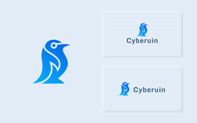 Cyberuin - moderní šablona loga tučňáka