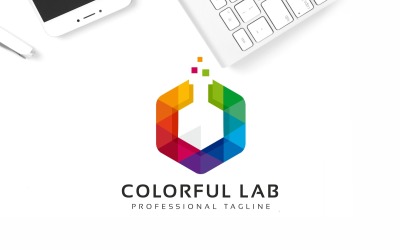 Modelo de logotipo de laboratório colorido