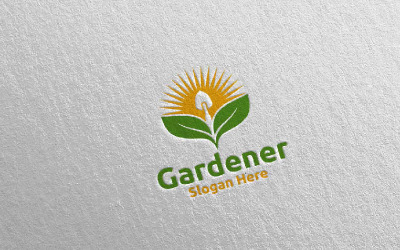 Modèle de logo Rise Botanical Gardener Design 10
