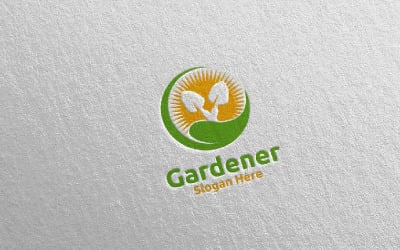 Modèle de logo Rise Botanical Gardener Design 7