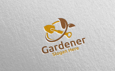 Modelo de logotipo do Scoop Botanical Gardener Design 11