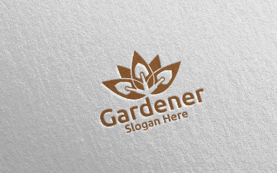 Modèle de logo Scoop Botanical Gardener Design 12
