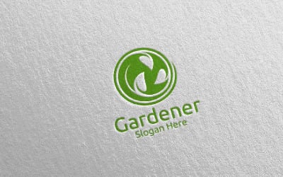 Zen botanische tuinman ontwerpsjabloon 3 Logo