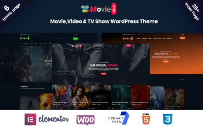 Modello WordPress Responsive #107099 "Moviestar - Online Movie, Video & TV Show"