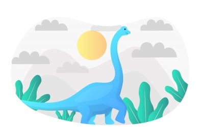 Brachiosaurus Flat Illustration - Vector Image