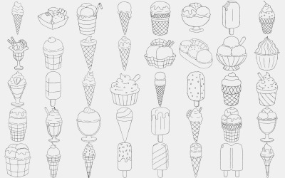 "Ice cream Outline Bundle Drawings" Illustration №107168