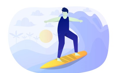 Ilustración plana de surf - imagen vectorial