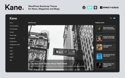 KANE - News Magazine Blog Bootstrap Motyw WordPress