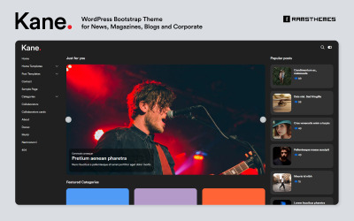 KANE - News Magazine Blog Bootstrap WordPress Theme Tema WordPress №107104