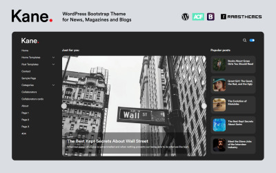 KANE - News Magazine Blog Bootstrap WordPress Theme