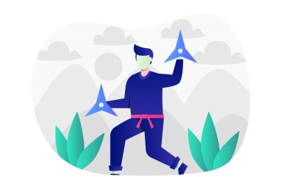 Ninja platt illustration - vektorbild