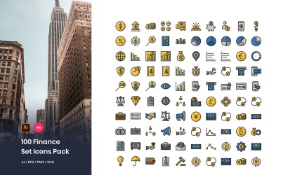 100 Finance Pack Ikonuppsättning