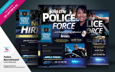 Folheto de recrutamento policial - modelo de identidade corporativa