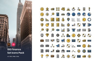 Set di icone 100 Finance Pack