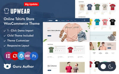 Upwear – Інтернет-магазин футболок Elenentor WooCommerce адаптивна тема