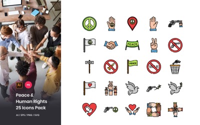 Icon-Set für Friedens- und Menschenrechtspakete
