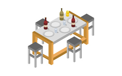 Isometric Kitchen Table - Vector Image