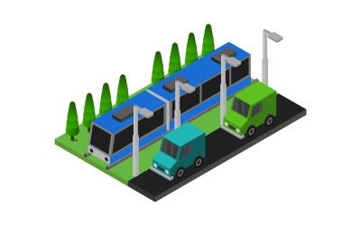 Isometric Train in On Background - Vector Image