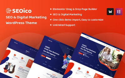 "Seoico - SEO & Digital Marketing" - адаптивний WordPress шаблон №107441