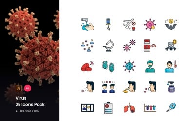 Set di icone del pacchetto di trasmissione di virus