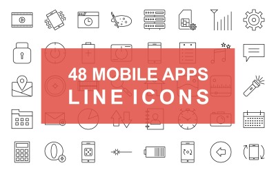 Telefon Tab &amp;amp; Einstellungen Line Black Icon Set